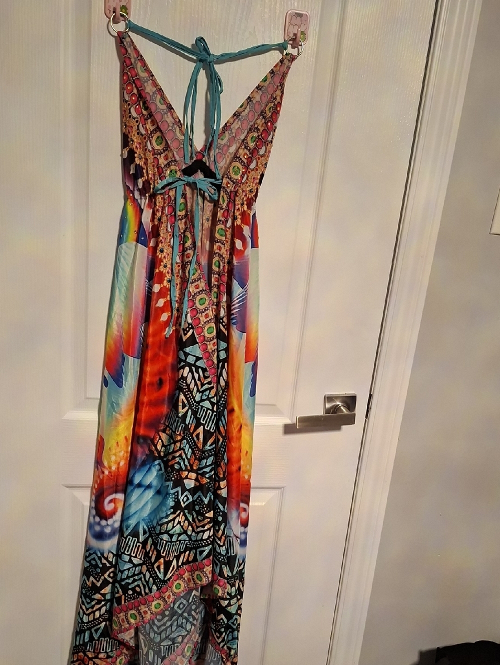 Celina Multicolor Bohemian Halter Maxi Dress